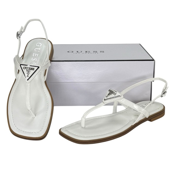 Guess Shoes - Guess Los Angeles Rainey White Patent Leather Womens Thong Sandals Size 6.5M